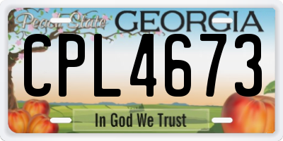 GA license plate CPL4673
