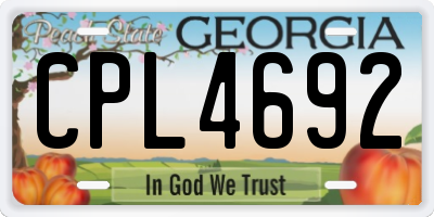 GA license plate CPL4692