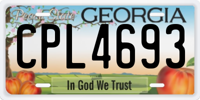 GA license plate CPL4693