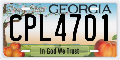 GA license plate CPL4701