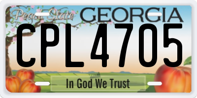 GA license plate CPL4705