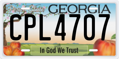 GA license plate CPL4707