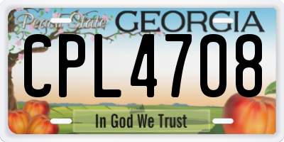 GA license plate CPL4708