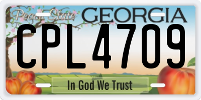 GA license plate CPL4709