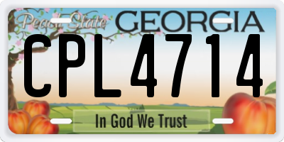 GA license plate CPL4714