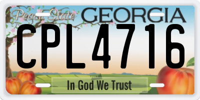 GA license plate CPL4716