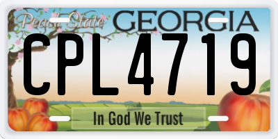 GA license plate CPL4719