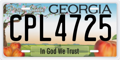 GA license plate CPL4725