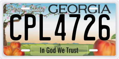GA license plate CPL4726