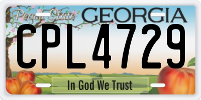 GA license plate CPL4729
