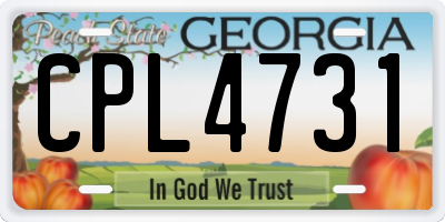GA license plate CPL4731
