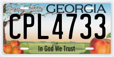 GA license plate CPL4733