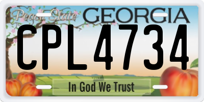 GA license plate CPL4734