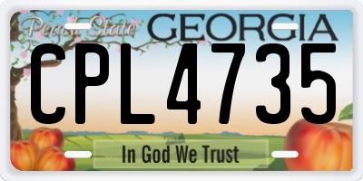 GA license plate CPL4735