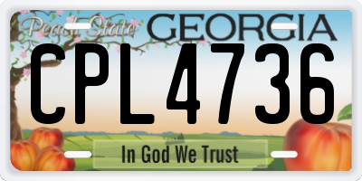 GA license plate CPL4736
