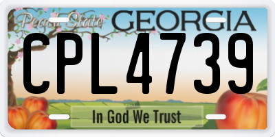 GA license plate CPL4739