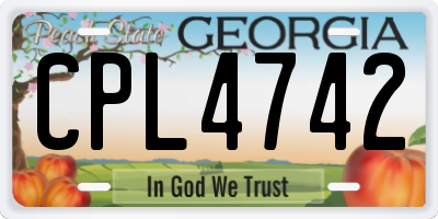 GA license plate CPL4742