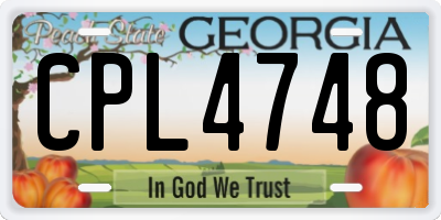GA license plate CPL4748