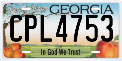 GA license plate CPL4753