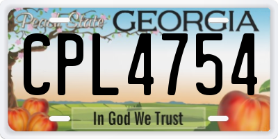 GA license plate CPL4754