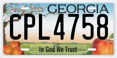 GA license plate CPL4758