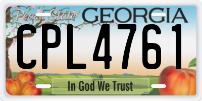 GA license plate CPL4761