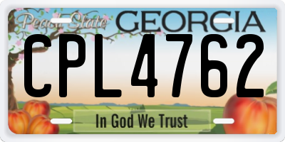 GA license plate CPL4762