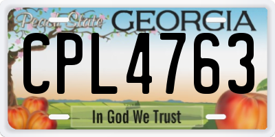 GA license plate CPL4763
