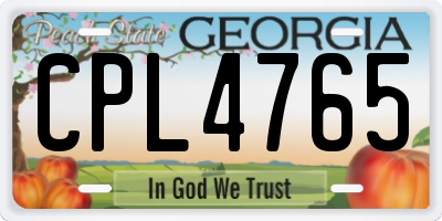 GA license plate CPL4765