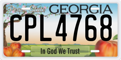 GA license plate CPL4768