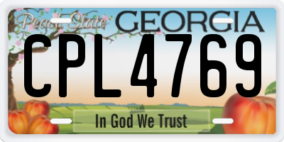 GA license plate CPL4769