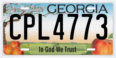 GA license plate CPL4773