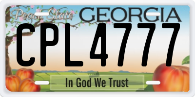GA license plate CPL4777