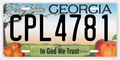 GA license plate CPL4781