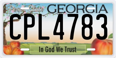 GA license plate CPL4783