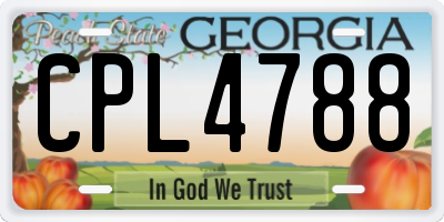 GA license plate CPL4788