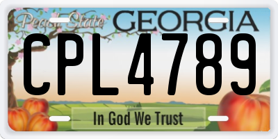 GA license plate CPL4789