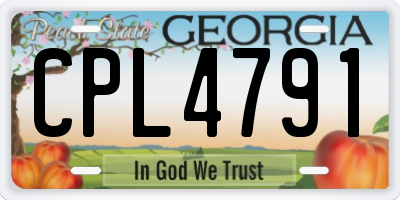 GA license plate CPL4791