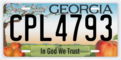 GA license plate CPL4793