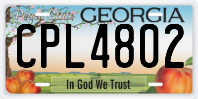 GA license plate CPL4802