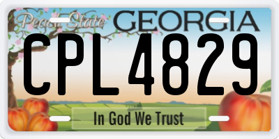 GA license plate CPL4829