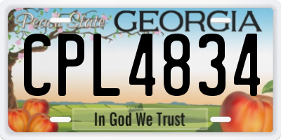 GA license plate CPL4834