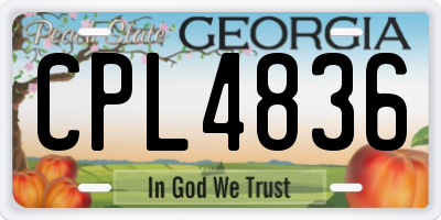GA license plate CPL4836