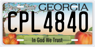 GA license plate CPL4840