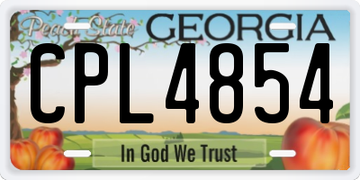 GA license plate CPL4854