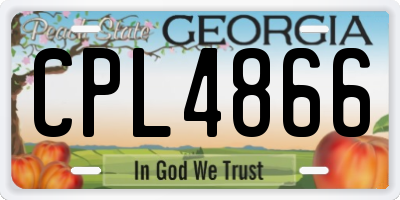 GA license plate CPL4866
