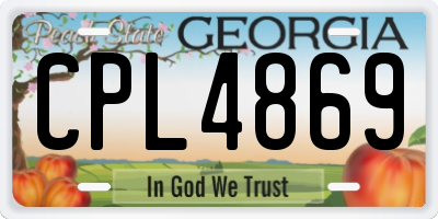 GA license plate CPL4869