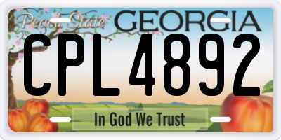 GA license plate CPL4892