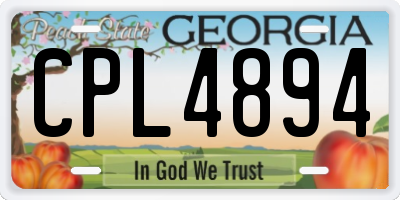 GA license plate CPL4894