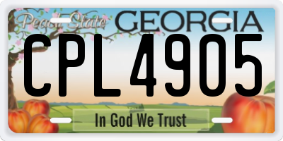 GA license plate CPL4905